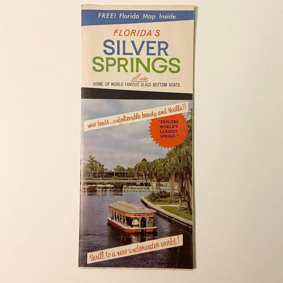 Vintage 1965 Florida Silver Springs Brochure Pamphlet Souvenir with  Map - Picture 1 of 13